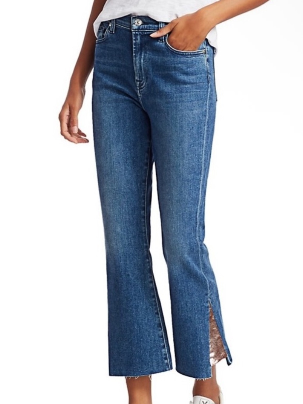 7 for all mankind high waist slim kick sequin jeans size 30